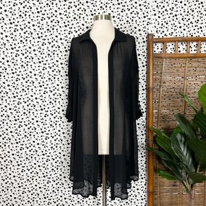 Torrid | Sheer Black Kimono Open Front Swimsuit Cover Up Cardigan 0 L